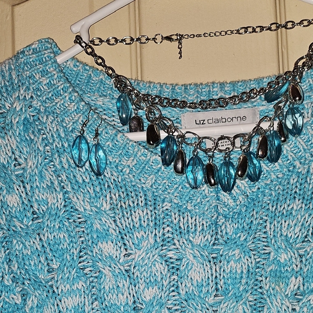 Liz Claiborne Sky Blue Textured Sweater - Picture 4 of 7